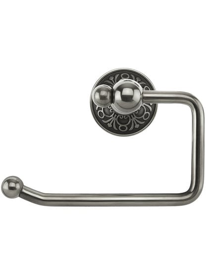 Brass Swinging Toilet-Paper Holder with Lancaster Rosette in Antique Pewter.